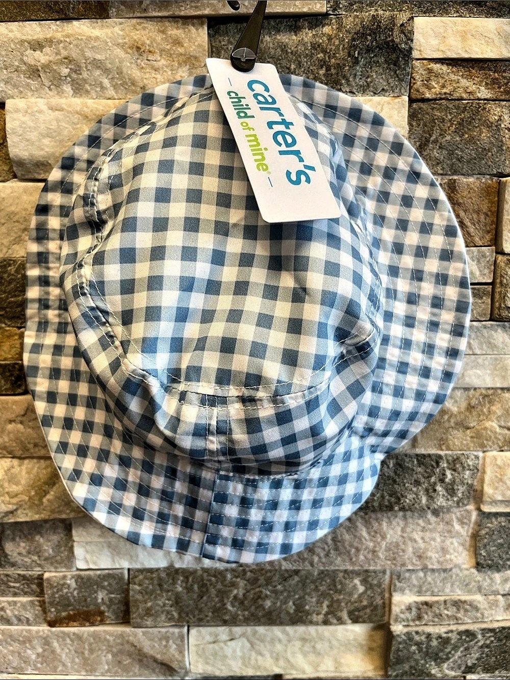 Carter's Baby Gingham Sun Hat Blue & White Size 0-18m NWT